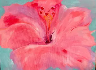 Hibiscus In Bloom Acrylic On Canvas