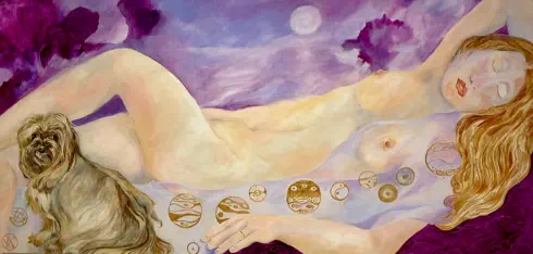 Odalisque Sleeping with her dog Cleo