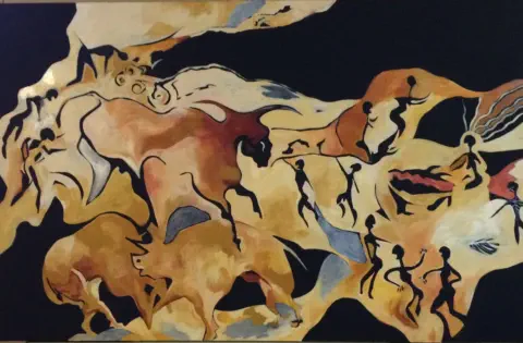 Trance Dance Acrylic Soak Painting On Canvas